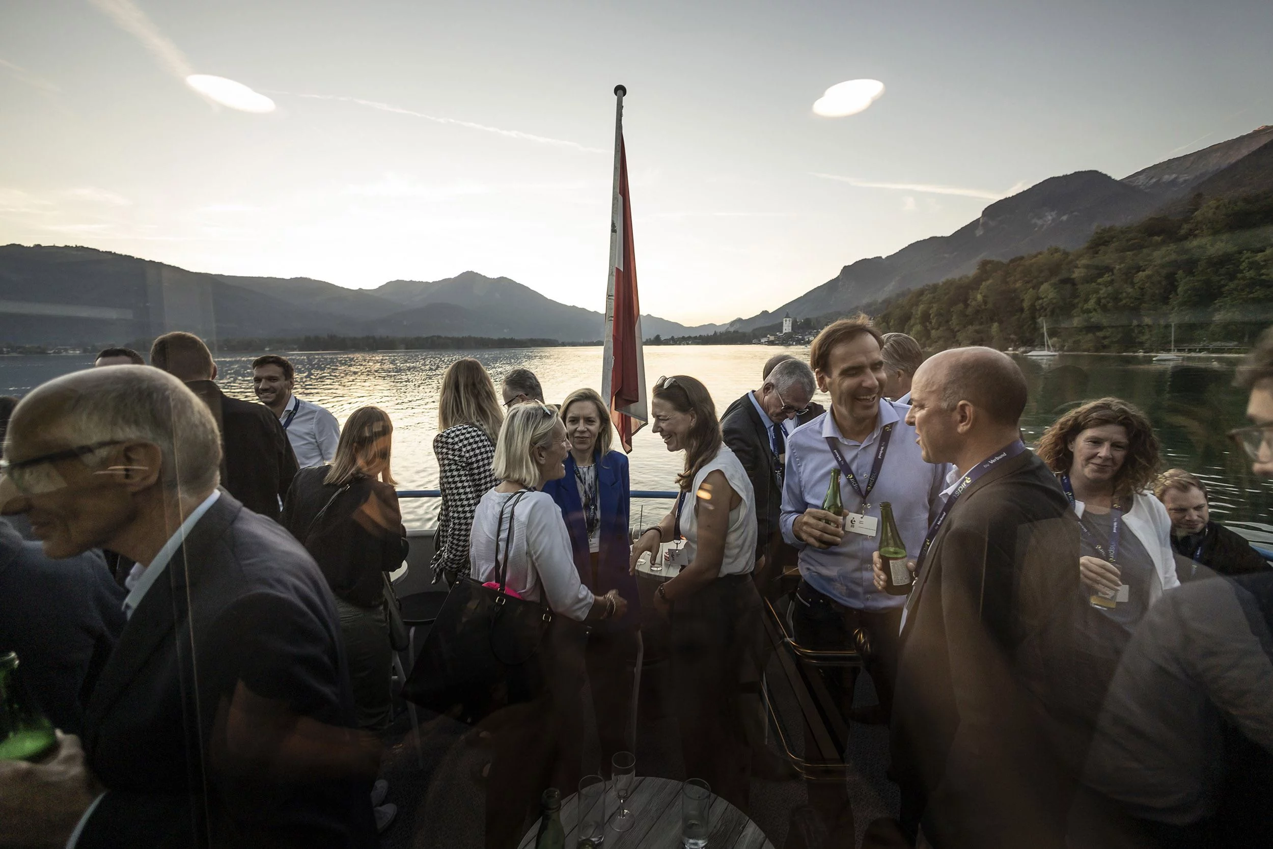 Inspire am 27. September: Konferenzteilnehmende auf dem Schiff auf dem Wolfgangsee. Copryright Mirja Geh