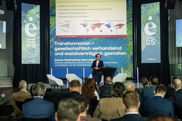 Anna-Katharina Hornidge sprach über die Transformation und wie diese gesellschaftlich verhandelt und sozial verträglich gestaltet werden kann. Foto Mirja Geh.